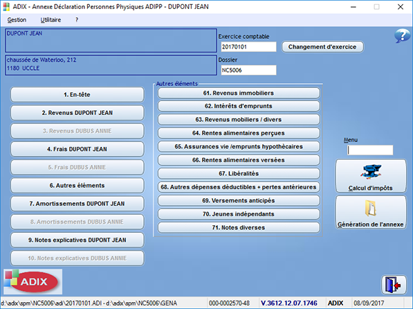 Menu annexe IPP