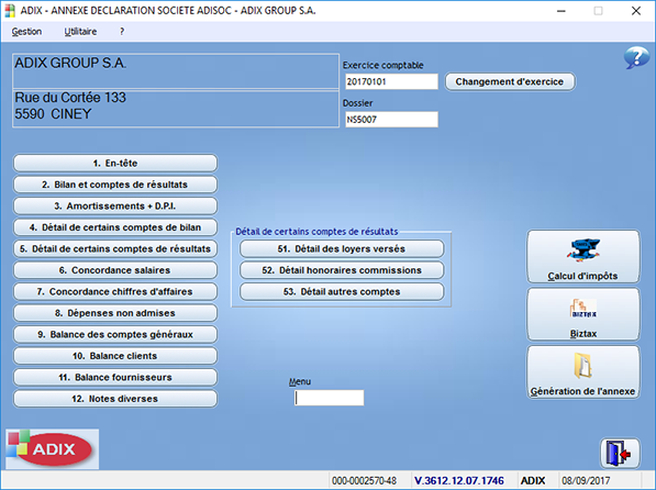 Menu annexe ISOC