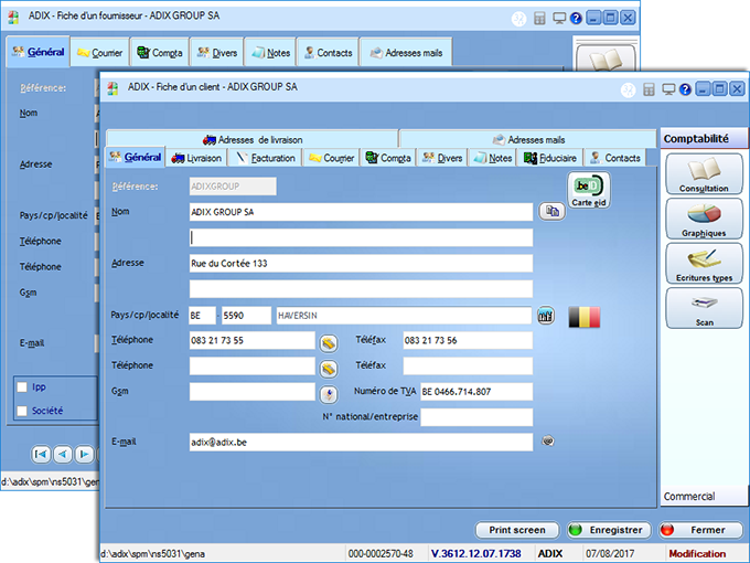 Fiche client et fournisseur