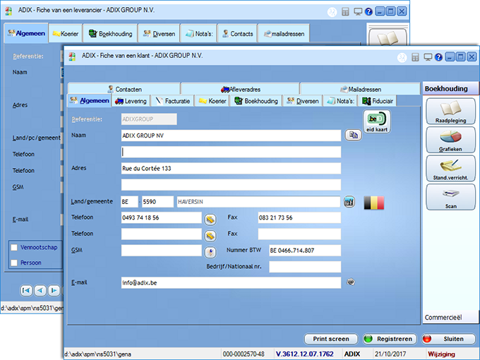 Klanten en leveranciersfiche